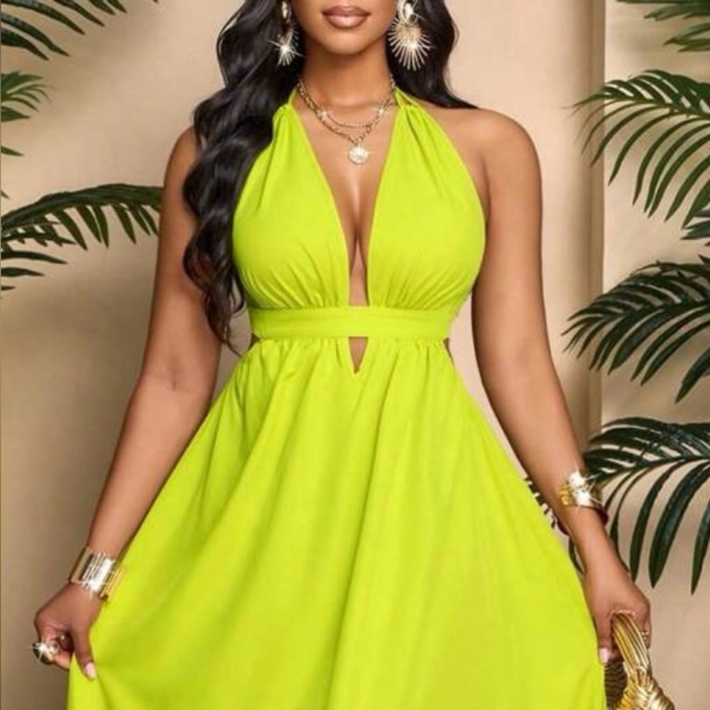 Elegant Lime Green Maxi Dress